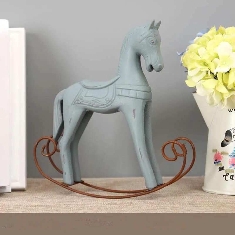 Buf Modern Europe Style Trojan Horse Statue Wedding Decor Wood Buf Modern Europe Style Trojan Horse Statue Wedding Decor Wood Retro Home Decoration Accessories Rocking Ornament In Statues Sculptures From