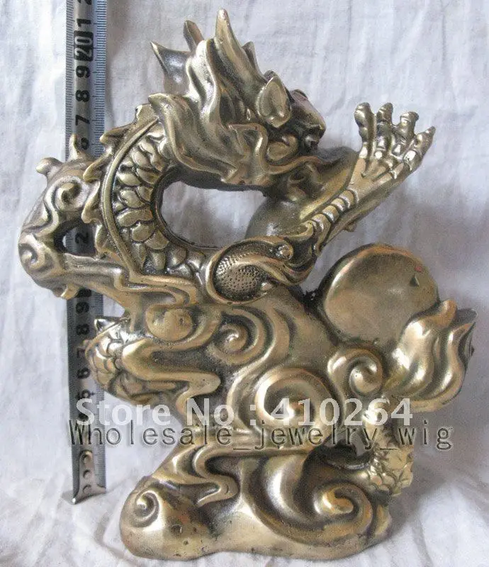 

Chinese good luck wealth "FU" dragon bronze statue