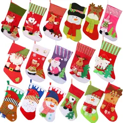 12 шт Новогодний подарочный Рождественский чулок сумка Ноэль олень Санта Клаус носки со снеговиком натальные елки декоративная Конфета