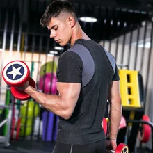 Спортивный топ, мужское трико, фитнес, быстросохнущий, бегущий тренажерный зал, тянущийся Топ, футболка для фитнеса, горячая распродажа, Мужская футболка с v-образным вырезом