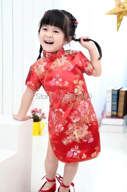 Qipao-vestidos florales de verano para niñas, cheongsam chino de chi-pao, regalo de Año Nuevo, novedad de 2019