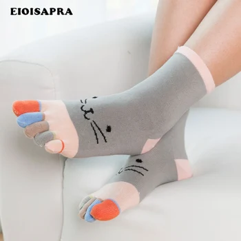 

[EIOISAPRA]Five Fingers Socks Women Pattern Japan Harajuku Meias Cotton Cute Funny Socks Colorful Fingers Calcetines Mujer