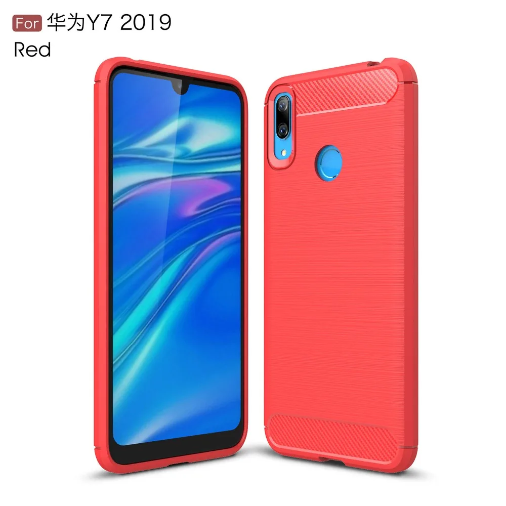10pcs/lot Carbon Fiber Silicone TPU Back Case for Huawei Honor 10 lite P smart 2019 Y9 Enjoy 9 Plus Y6 Y7 NOVA 4E | Мобильные