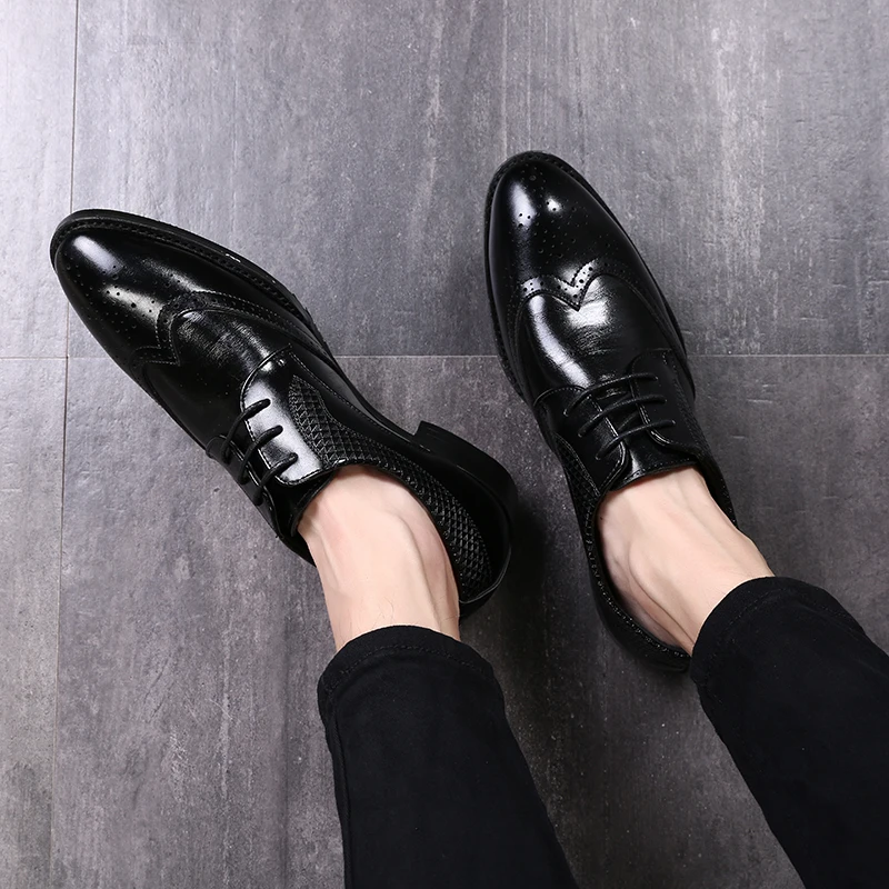DXKZMCM Мужские модельные туфли ручной работы Британский полуботинок стиль Paty кожаные свадебные туфли мужские туфли на плоской подошве кожаные оксфорды формальная обувь