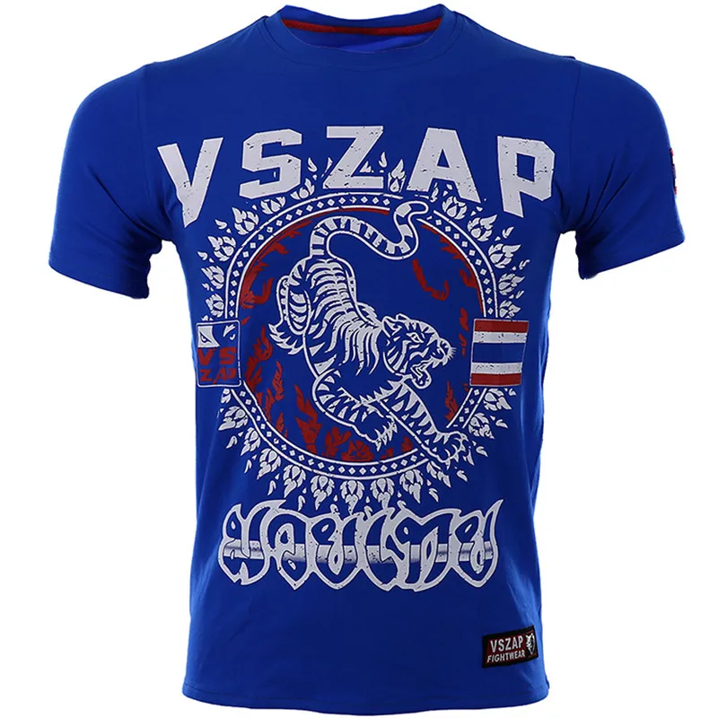Новинка Мужская футболка VSZAP Tiger Muay Thai для фитнеса с коротким рукавом одежда