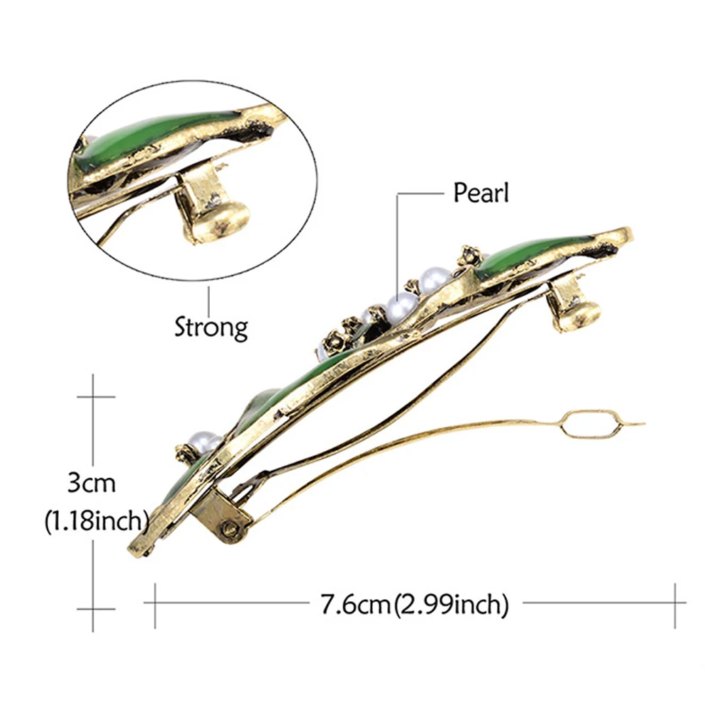 Ретро зеленый горный хрусталь жемчуг резинки заколка для женщин Дамская заколка для волос аксессуары для волос