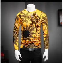 Мужской свитер желтый тигровый цветной свитер Молодежный осенний модный свитер Горячая Распродажа дизайн YF009