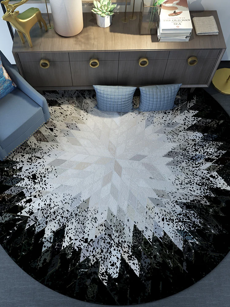 Современный геометрический круглый мягкий ковер для гостиной, спальни, раздевалки, нескользящий коврик для ванной комнаты, домашний декор