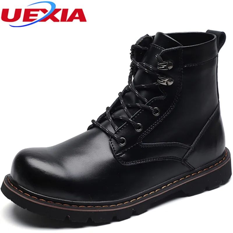 

UEXIA Unisex Safety Chelsea Boots Men Shoes Luxury Cow Leather Male Outdoor High Top Martin Lovers Comfortable Chaussure Homme