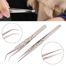 Горячая 9 отверстий локоть прямой тип головы нержавеющая сталь пинцет щипцы Нескользящие жесткий толщина накладные ресницы применение DIY ручные инструменты