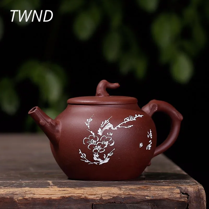 

Yixing Kung Fu teapot authentic handmade pot raw ore purple clay kettle with certificate gift box