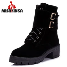 Senhoras Flats Mid-Calf Botas Mulheres Metade Curto Botas Outono Inverno Bota Fivela Calçados Moda Feminina Sapatos Tamanho 34 -43
