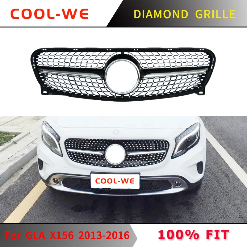 For GLA Diamond Grille for Mercedes Benz GLA X156 Front Bump Grill X156