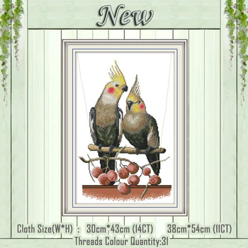

Two parrots animal diy painting counted printed on the canvas DMC 11CT 14CT kits chinese Cross Stitch embroidery needlework Sets