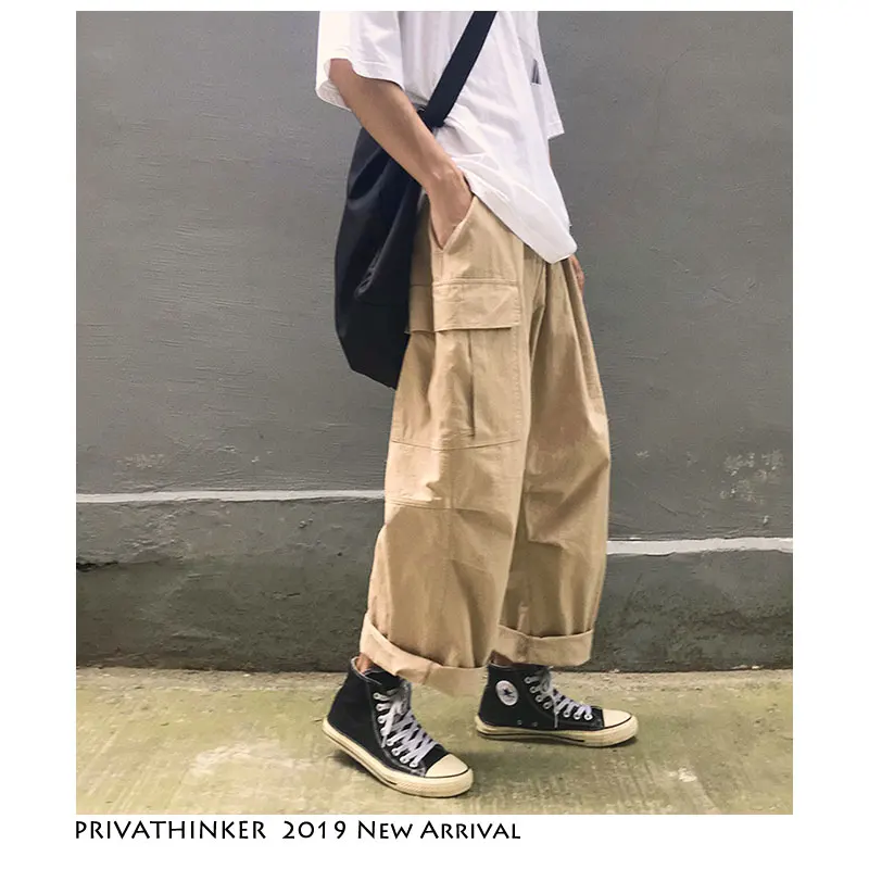 Privathinker Summer Casual Pant Mens Sweatpants Streetwear New Fashion Baggy Cargo Pants Elasticity Joggers Trousers