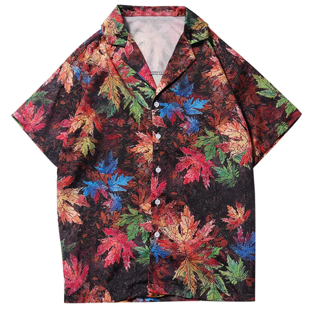 Shirt Men Summer Shirts Casual Short Sleeve Beach Tops Hawaiian Shirt Loose Casual Blouse Men Shirts camisas hombre