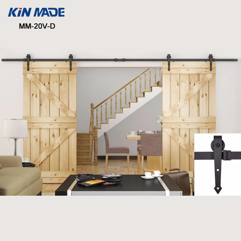 

KIN MADE Heavy duty Double Sliding Barn Door modern wooden sliding barn door hardware