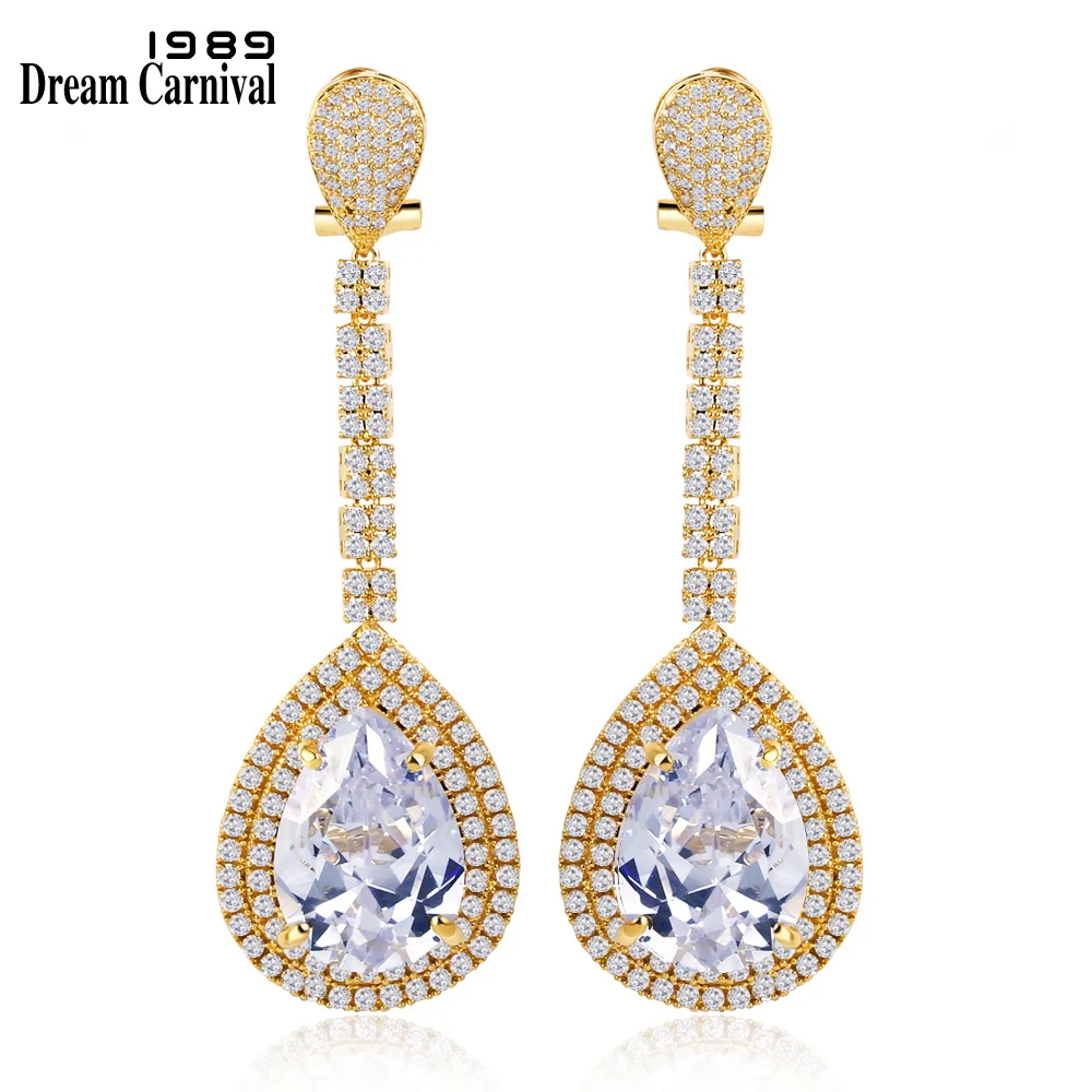 

DreamCarnival 1989 Elegant design earrings Gold-color Top Bright Evening Holiday Luxury Bridal boucles d'oreilles D527SE06712G