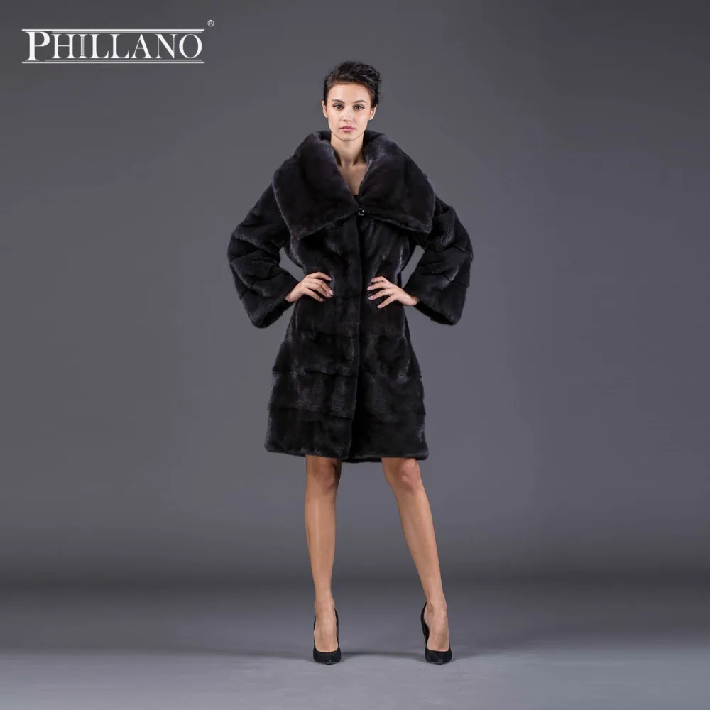 Новинки PHILLANO 2016 Меховое Пальто Отложной воротник Премиум Шубы Из Меха Норки