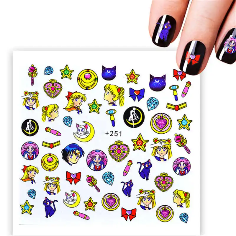 Покемон мультфильм Водные Наклейки для ногтей украшения наклейки для ногтей с надписями милые переводные наклейки для ногтей стикер - Цвет: 251
