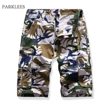 Мужские шорты Карго, летние, камуфляжные, хлопковые, легкие, мужские, с карманами, удобные, Camo Pantalones Cortos Hombre