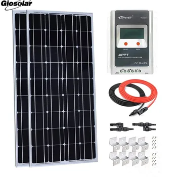 

Giosolar 200W 12V Monocrystalline Solar Panel Kit w/ 20A LCD MPPT Charge Controller Off-Grid System