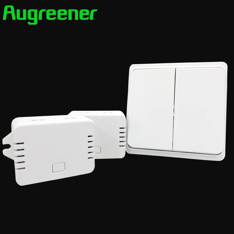 

Augreener Wireless Wall Switch Remote Control 220V Light Switch Push Button Waterproof 70m Long Range 2 Gang Free Shipping