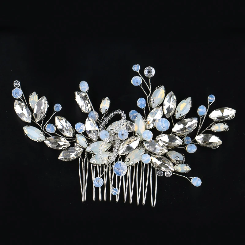 Trendy Big Crystal Hair Combs And Clips Silver Wedding Women Hair Accessories Bridal Headpiece