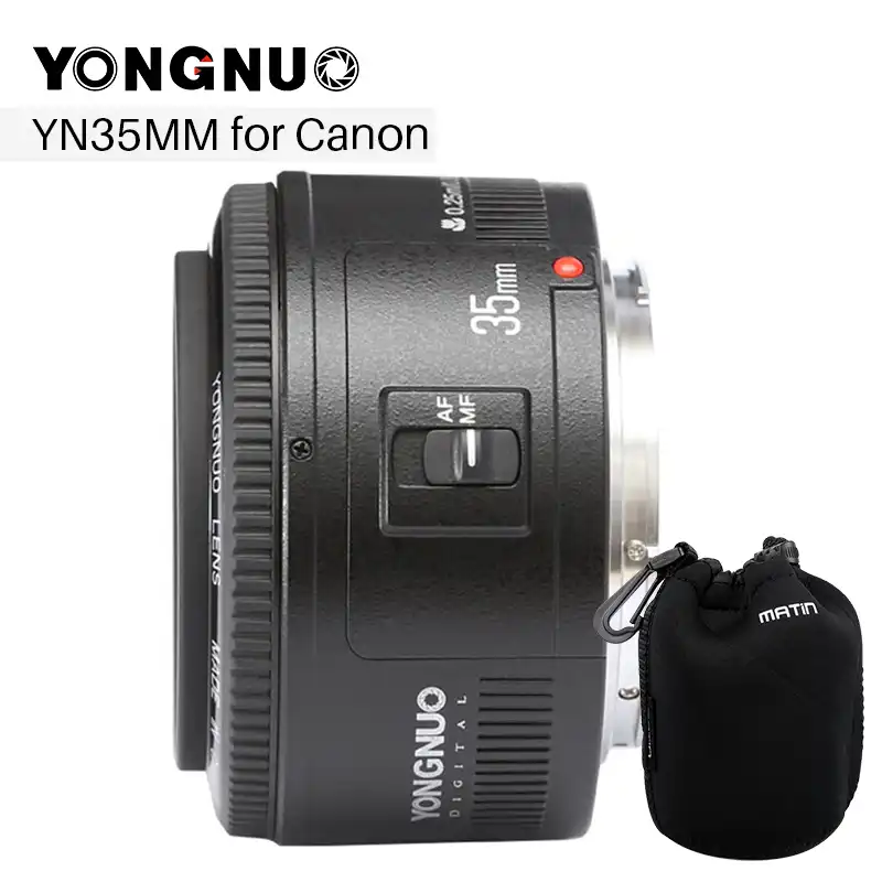 Светодиодная лампа для видеосъемки YONGNUO 35 мм объектив YN35mm F2 объектив 1:2 AF/MF широкоугольные объективы с фиксированным/основным автофокусом объектив с фиксированным фокусным расстоянием для Canon EF крепление EOS Камера EOS 5DII 5diii - изображение