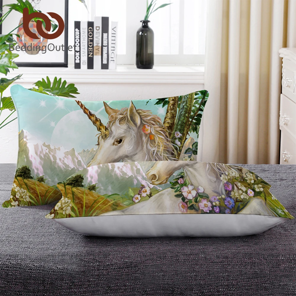 Подушка для сна BeddingOutlet с единорогом альтернативная подушка из мягкой микрофибры