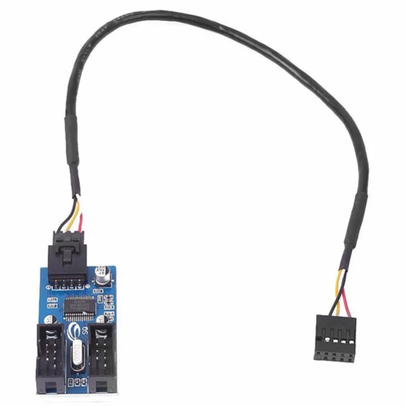 9Pin Motherboard Header To Dual 9 Pin Male Usb Extension Adapter Splitter Cable 3