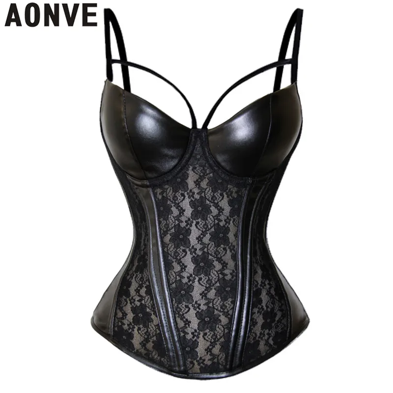 Corset Sexy Steampunk Bustier Gothic Leather Black Lace Lingerie Floral Waist Cincher Steel Boned Body Shaper Corsete Overbust Corset Sexy Steampunk Bustier Gothic Leather Black Lace Lingerie Floral Waist Cincher Steel Boned Body Shaper Corsete Overbust