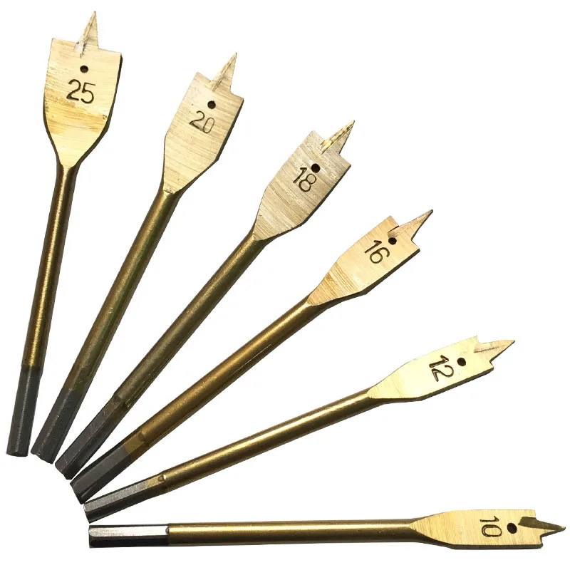 6pcs Hex Shank Spade Flat Wood Drill Bit Set 10 25mm Wood Drilling Power Tools Kit DIY Spade
