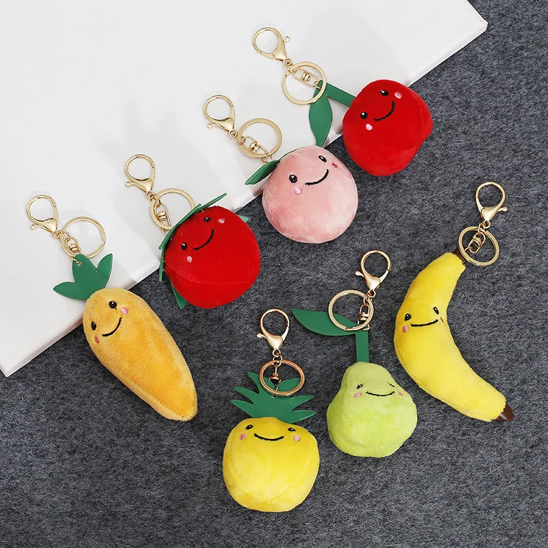 

Baby Cognitive Toy Simulation Apple Pineapple Doll Pendant for baby vegetables Best child Plush toys keychain For Children