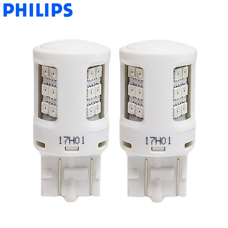 Philips светодиодный W21/5 W T20 7443 Ultinon светодиодный 11066ULR красный цвет, автомобильные сигнальные лампы, стоп-светильник, парковочные лампы, хвостовые лампы, пара