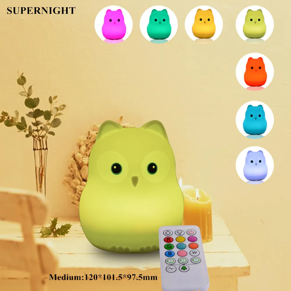 

Touch Sensor 9 Colors Bird LED Night Light Remote Control RGB Timer Silicone USB Charging Bedroom Bedside Lamp for Children Baby