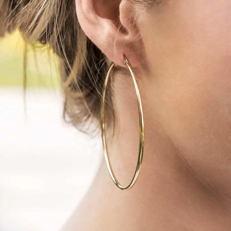 

Ailend fashion big round earrings Brincos gold and silver zinc alloy simple earrings women's statement earrings party gifts
