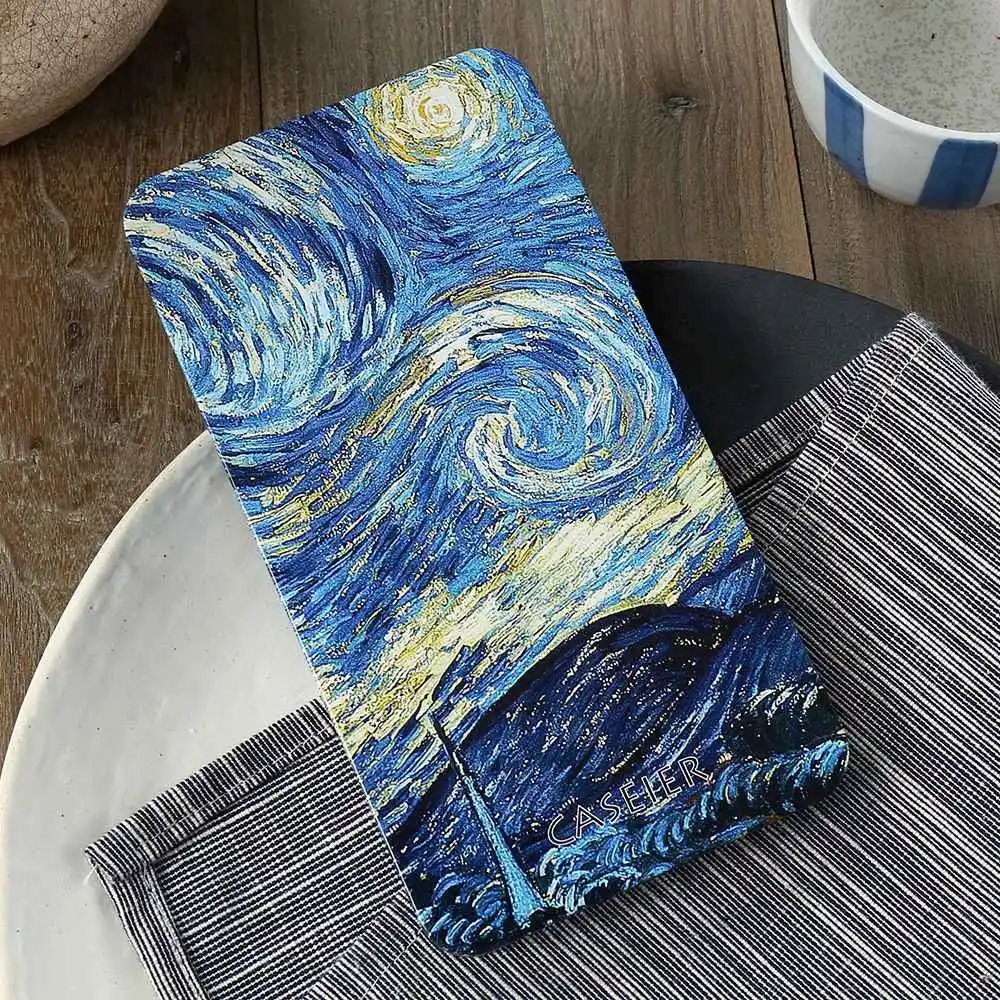 CASEIER Starry Night Phone Case + Gift Box For iPhone 5 6 7 8 Plus X Emboss Patterned Cover New Year Unique Gift Funda Capinha