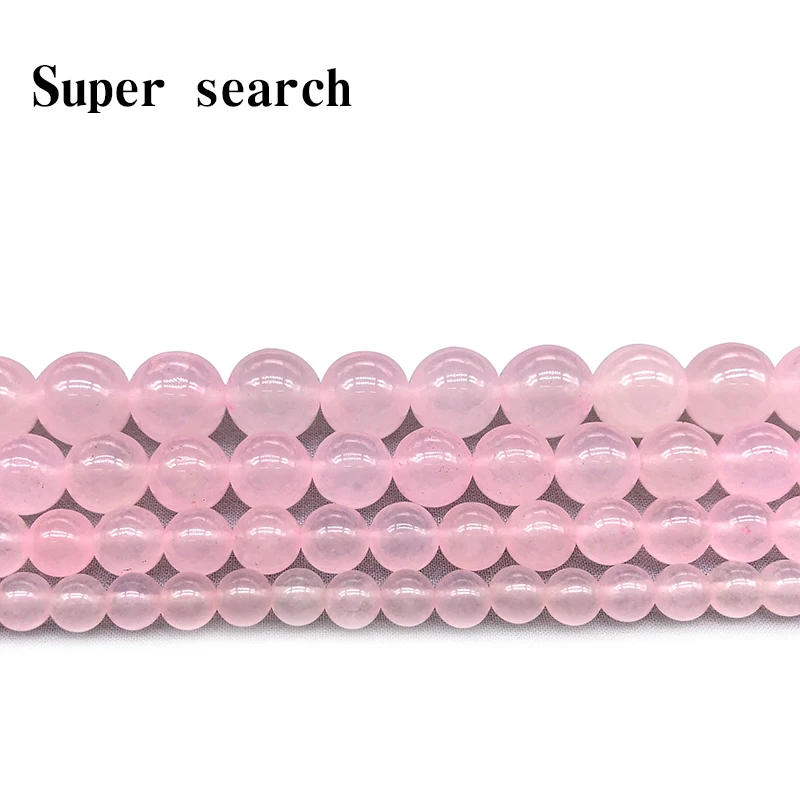 

Chalcedony Light pink Natural White Stone loose Round Beads For Jewelry Making DIY Bracelet Woman Necklace6 8 10 12 MM Strand
