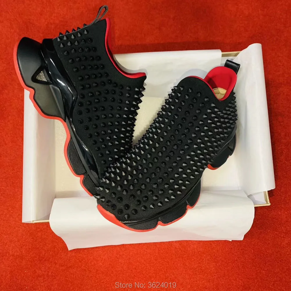 

Low heel shoe cl andgz Slip On Black Rivet Front Red bottoms For Man Sports Shoes Sneakers Weave Cow leather casual Loafers Flat