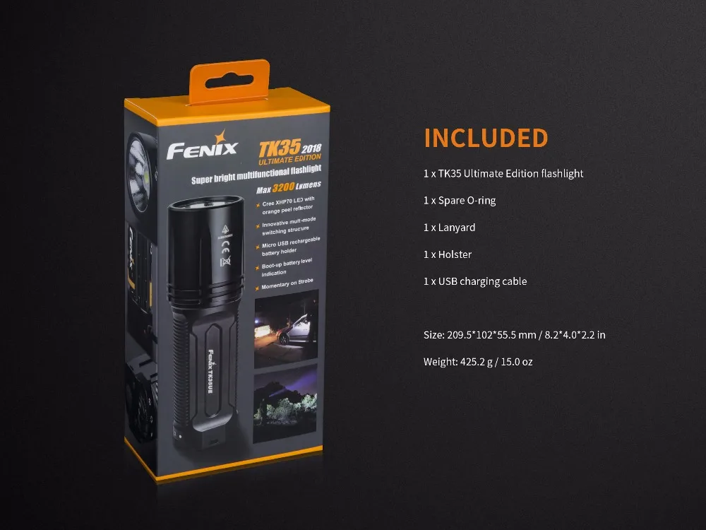 FENIX TK35 UE TK35 Ultimate Edition светодиодный тактический вспышки светильник XHP70 макс 3200 люмен бросок 300 м зарядка через usb фонарь напольный светильник