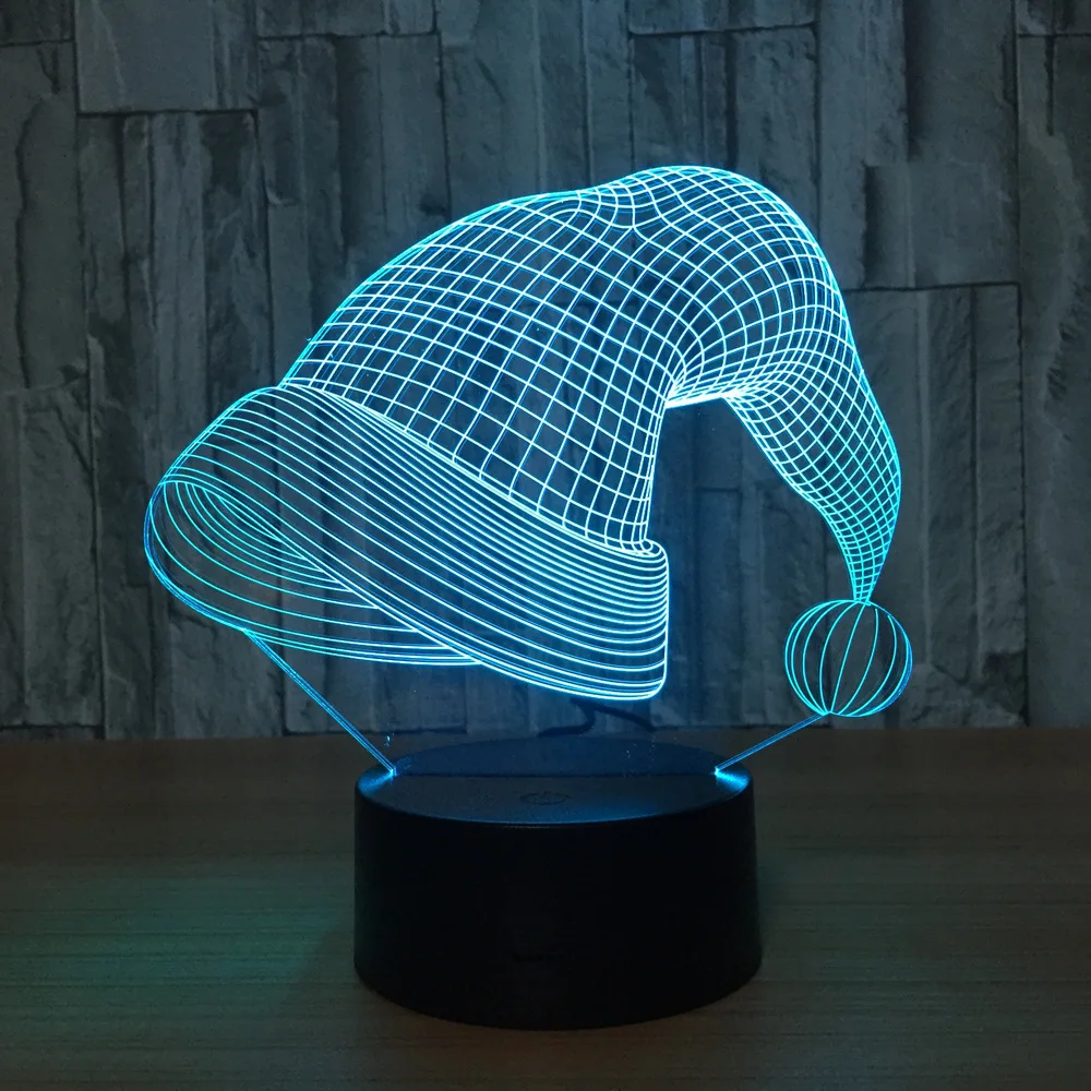 

Christmas hat shape energy-saving gradient table lamp for christmas indoor decor Lights 3d stereo lamp led Night Light