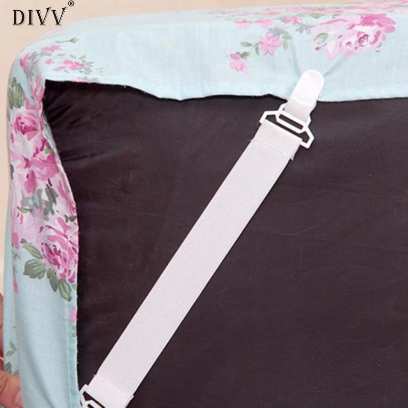 

Happy Gifts 4pcs White Skid Elastic Band Retaining Clip For Fixed Bedspreads Sheets Tablecloths Household Products