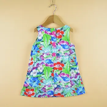 

2017 Fashion Ink Painting Baby Girls Dresses Children Clothing Sleeveless Wrinkle Flower Dress Cotton Girl Clothes Kid jumper