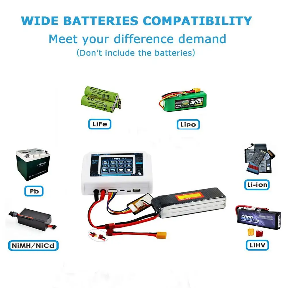 HTRC T150 RC зарядное устройство AC/DC 150 Вт 10A сенсорный экран беспилотный баланс Dis зарядное устройство для LiPo LiHV LiFe Lilon NiCd NiMh Pb батарея