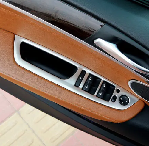

Steel Chromium Styling Interior Door Handle Holder Window Lift Switch Cover Trim 4pcs For BMW X6 E71 2011 2012 2013 2014