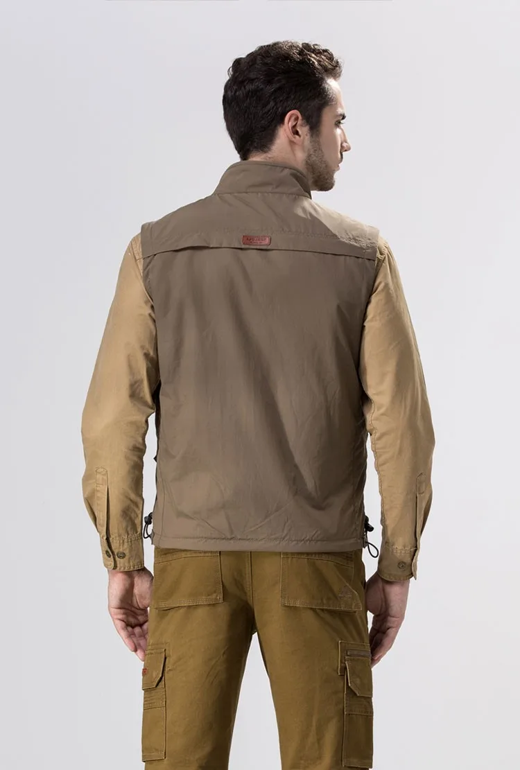2015 Autumn Spring Casual Men Vest Coat Fleece AFS JEEP Cotton Multi Pocket 4XL Cargo Outdoor Sleeveless Jackets Waistcoat Vests (8)
