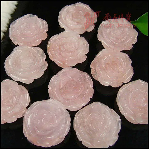 

5pcs/lot Natural Fashion Rose Pink Quartz Crystal Carved Rose Pendant Gem-Stone Flower Pendant Figurine for Girl Love Gift RP06#