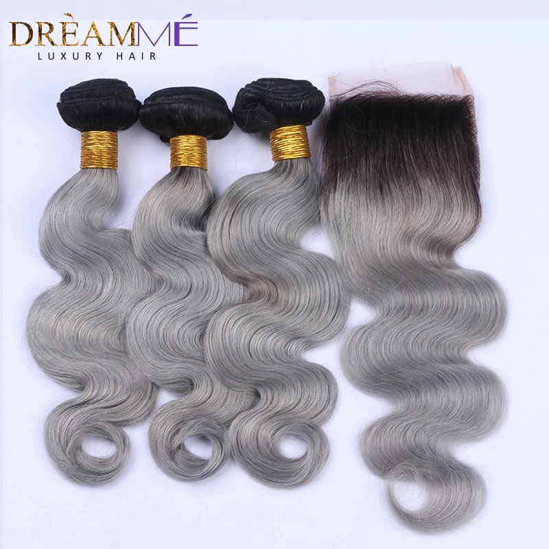 1b green human hair extension with lace closure (1)