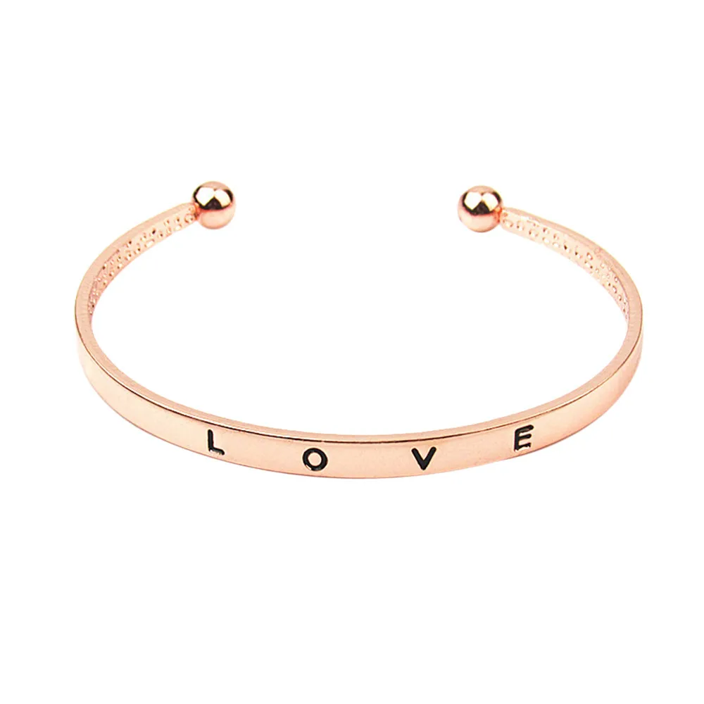 

Simple design 1pcs Fashion Style Women Men'S Hand Love Letter Cuff Bangle Jewelry Gift